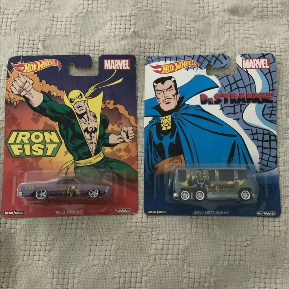 Lot of 2 Hot Wheels Marvel (Iron Fist & Dr Strange) 2015 NEW